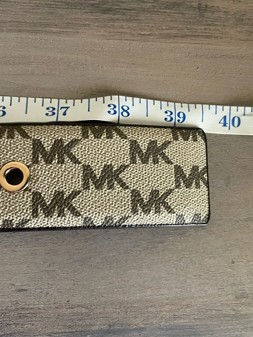 Michael Kors MK Logo Canvas Belt Womens Medium 556023 Gold Buckle Beige Brown